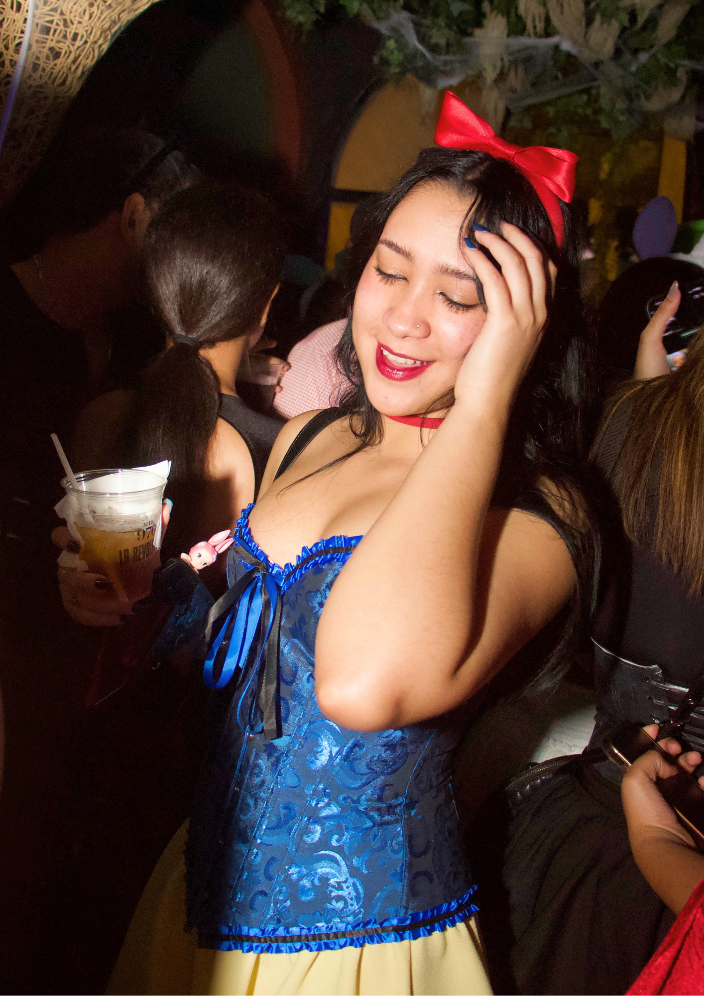 Nightlife portrait in blue corset